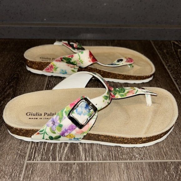 NWT Giulia Palai Women Floral Slide Sandals in Size: 5 Made in Italy NEW - Picture 1 of 4